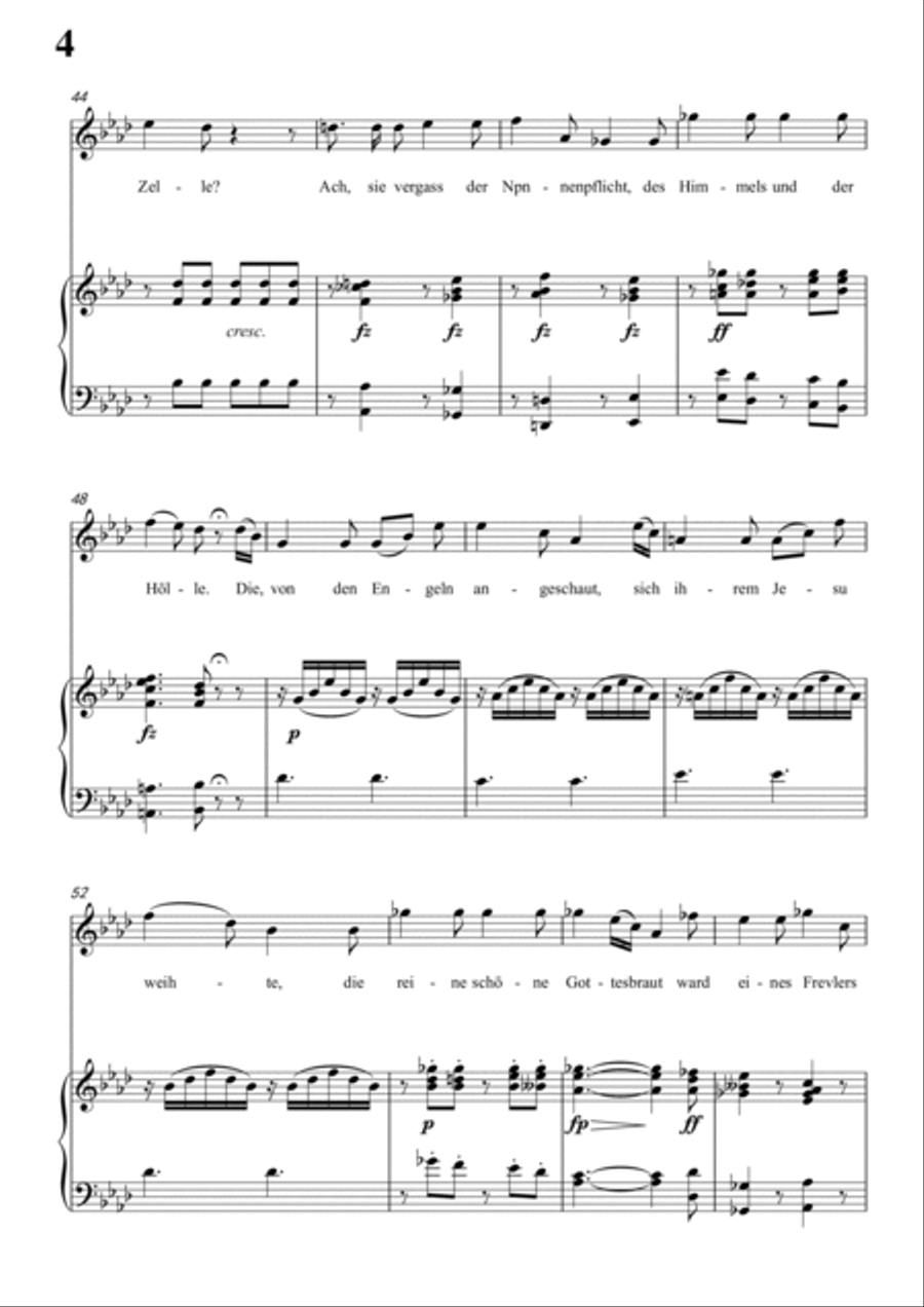 Schubert-Die Nonne in bA D.208,for Vocal and Piano Voice scores gallery preview page 5