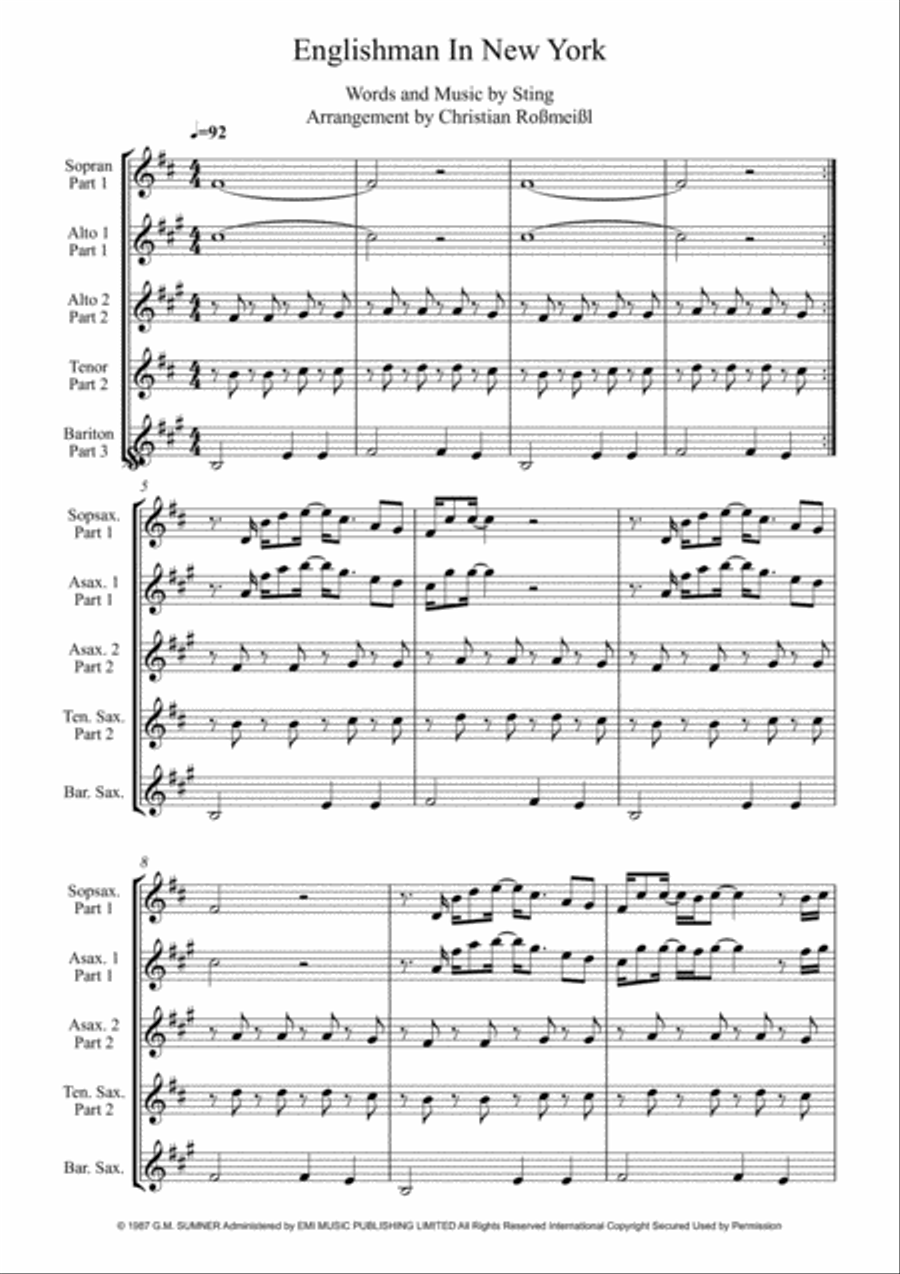 Englishman In New York Woodwind Trio scores gallery preview page 2