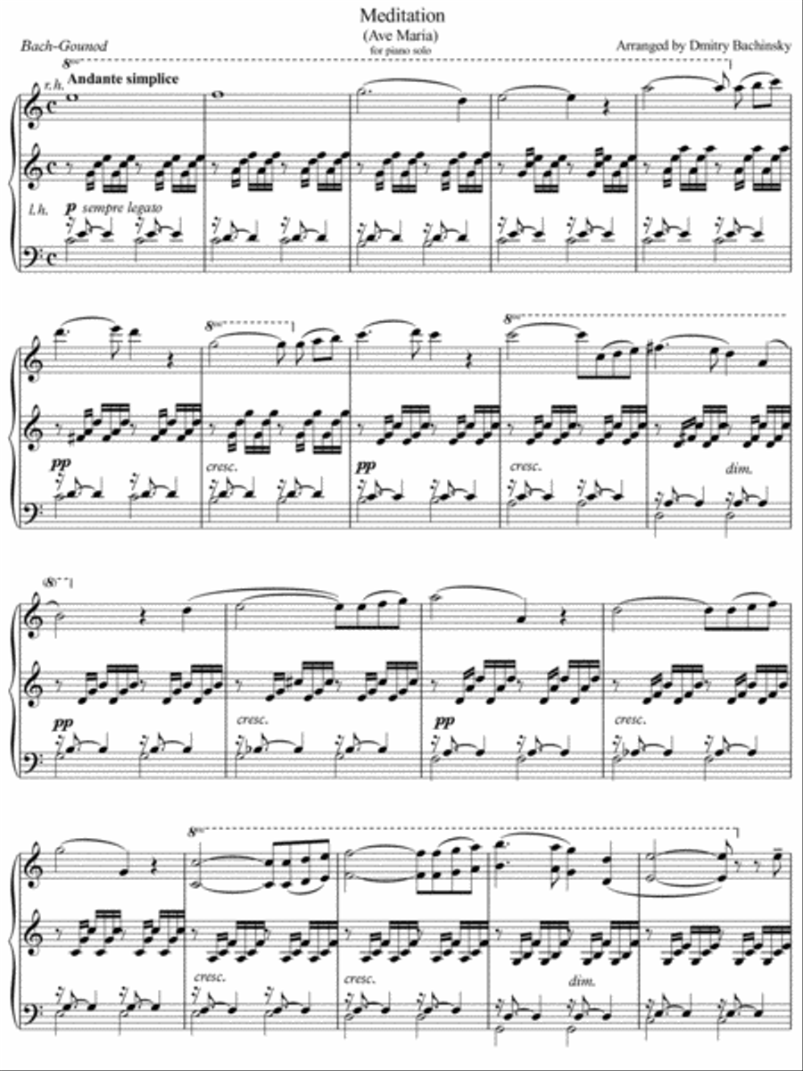 Ave Maria - Bach-Gounod-Bachinsky Piano Solo scores gallery preview page 1