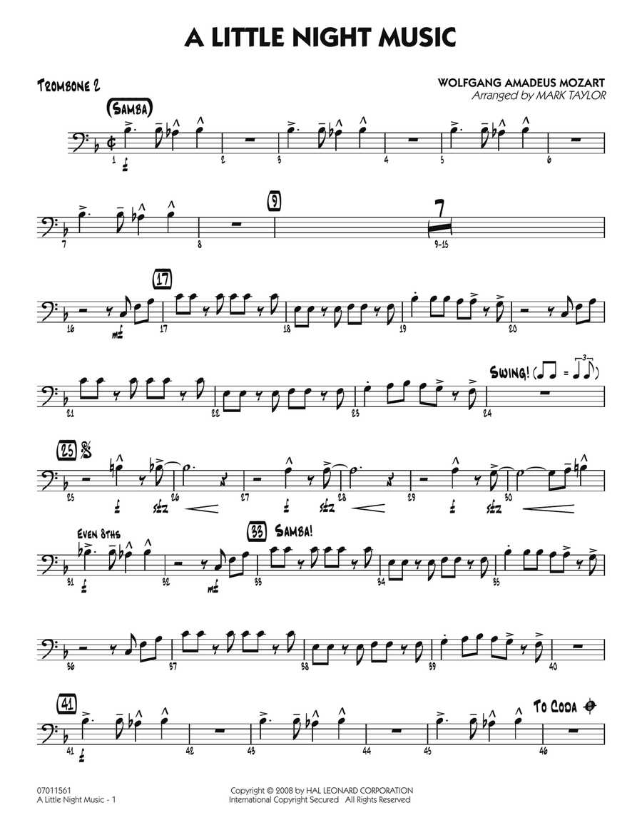 A Little Night Music - Trombone 2 Jazz Ensemble scores gallery preview page 1