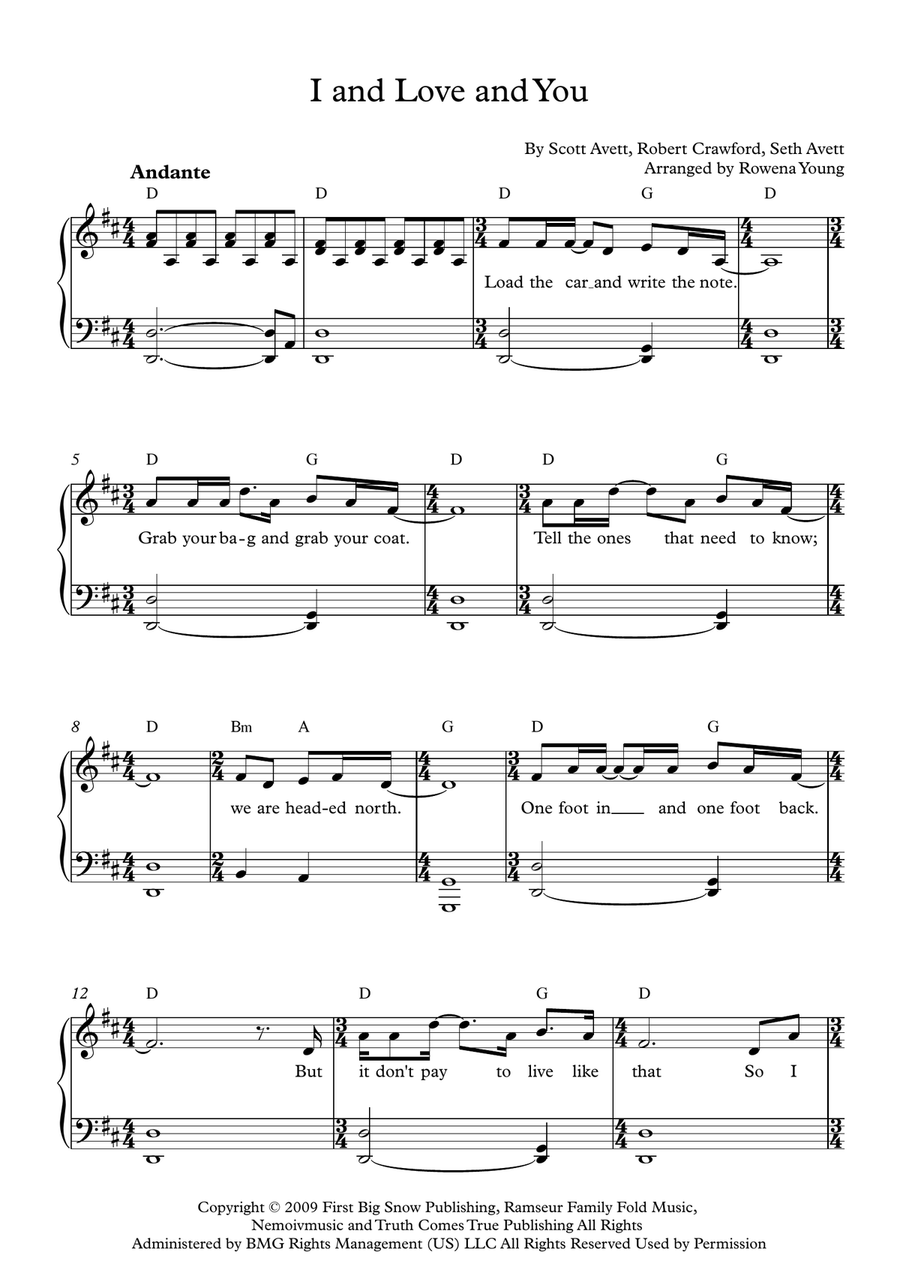 I And Love And You Piano, Vocal scores gallery preview page 1