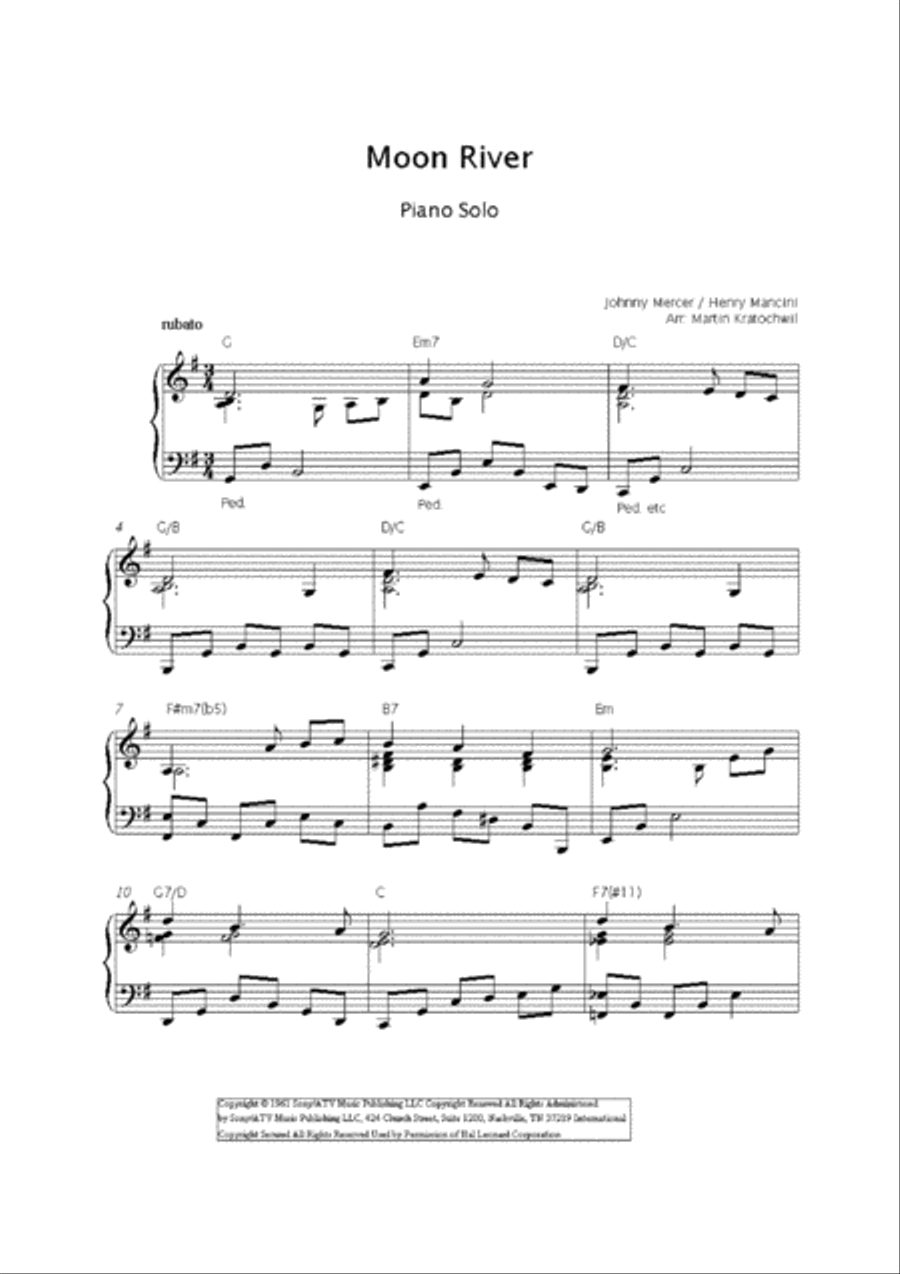 Moon River Moon River Piano Solo scores gallery preview page 2