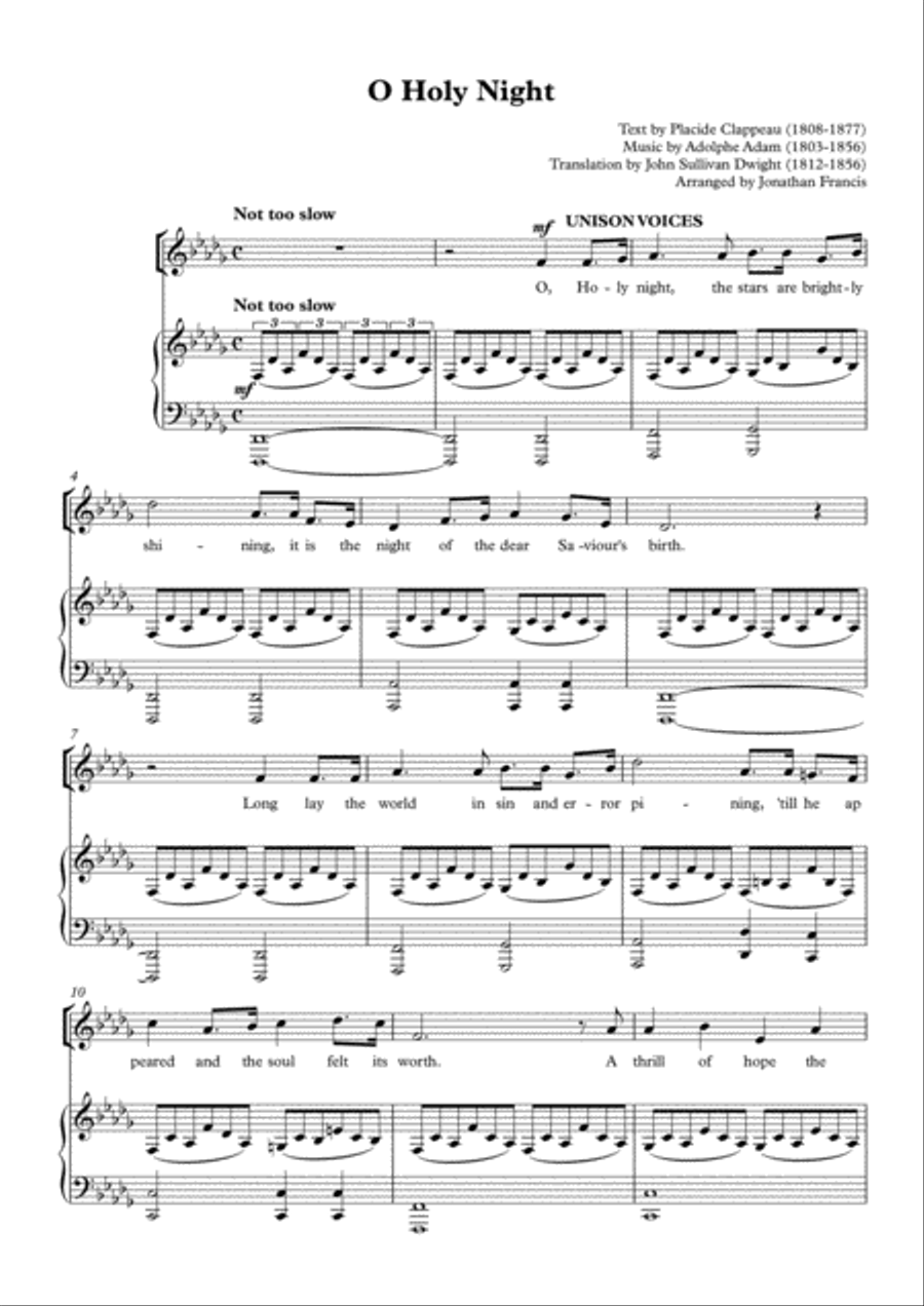 O Holy Night SSAA scores gallery preview page 1