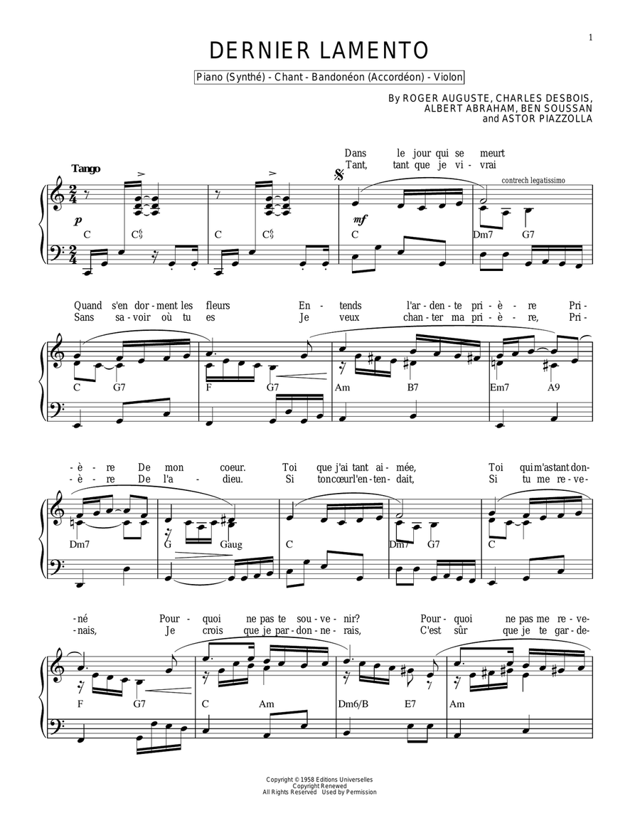 Dernier lamento Piano Solo scores gallery preview page 1