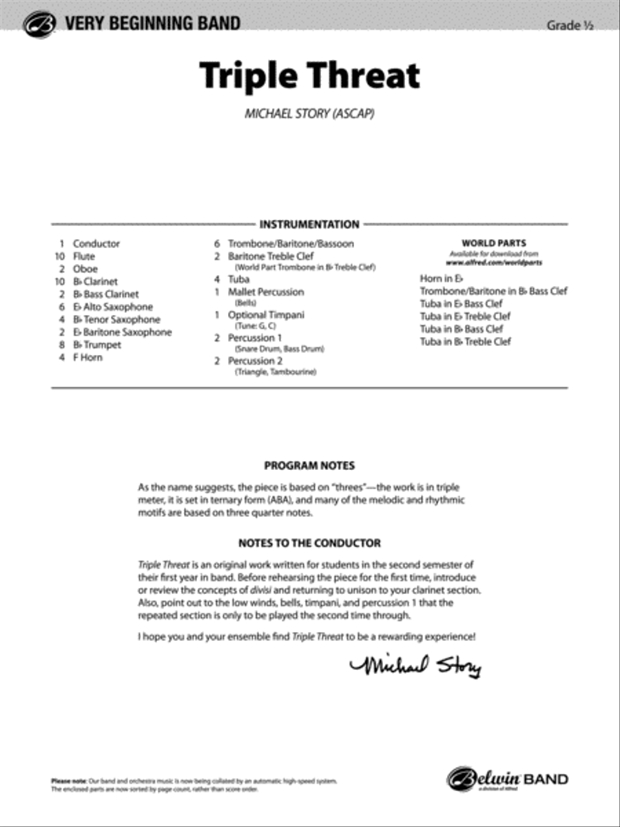 Triple Threat: Score Concert Band scores gallery preview page 1