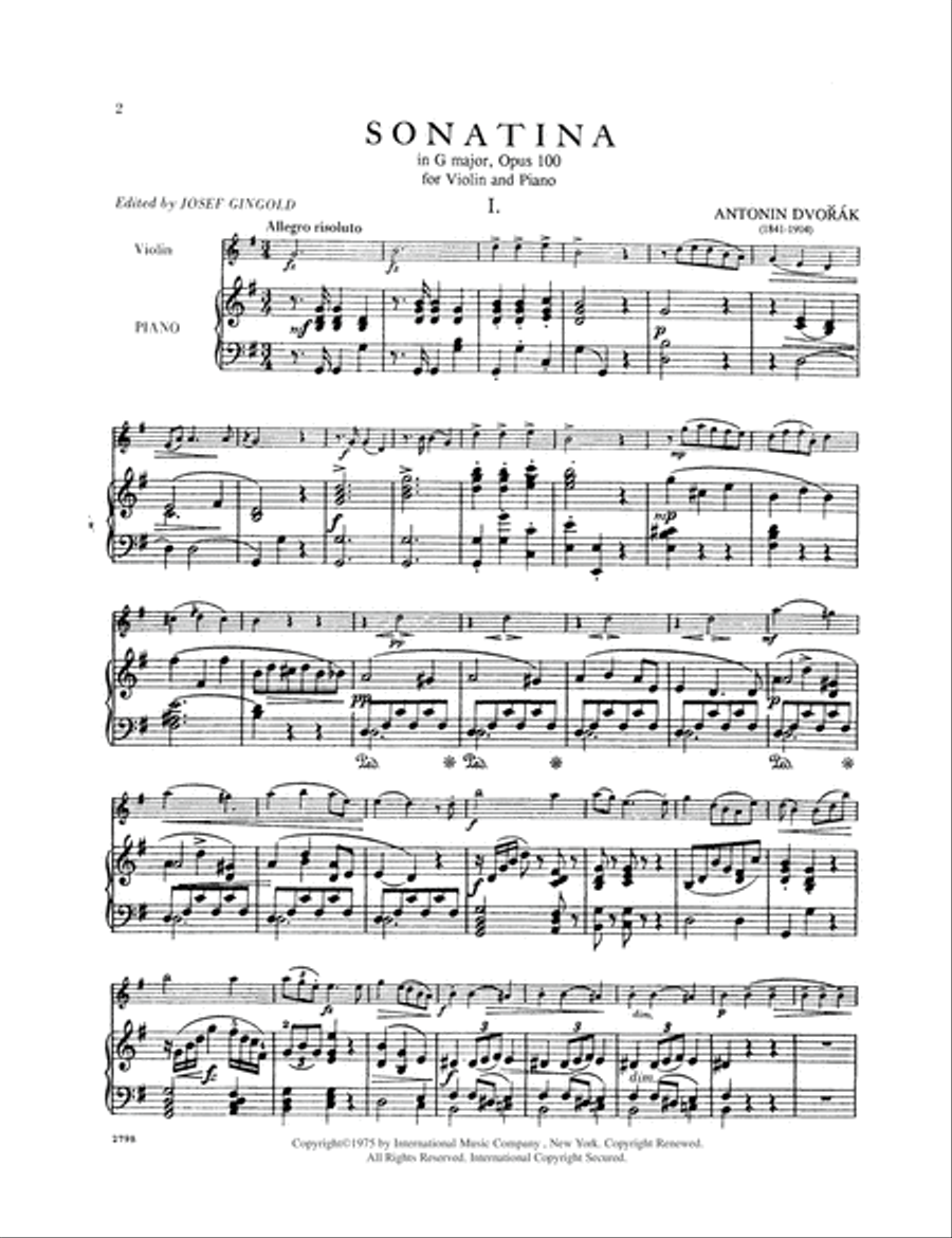 Sonatina In G Major, Opus 100 Violin Solo scores gallery preview page 2