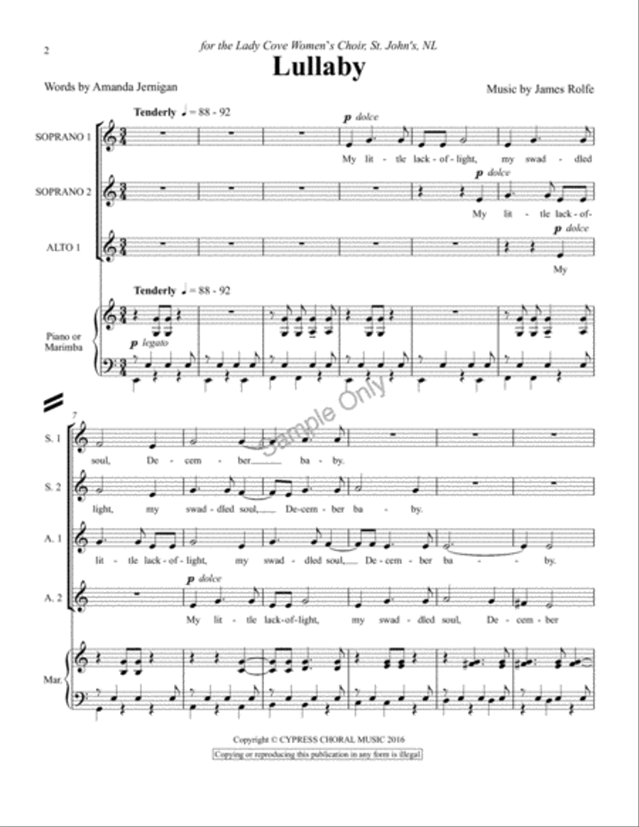 Lullaby Lullaby SSAA scores gallery preview page 2