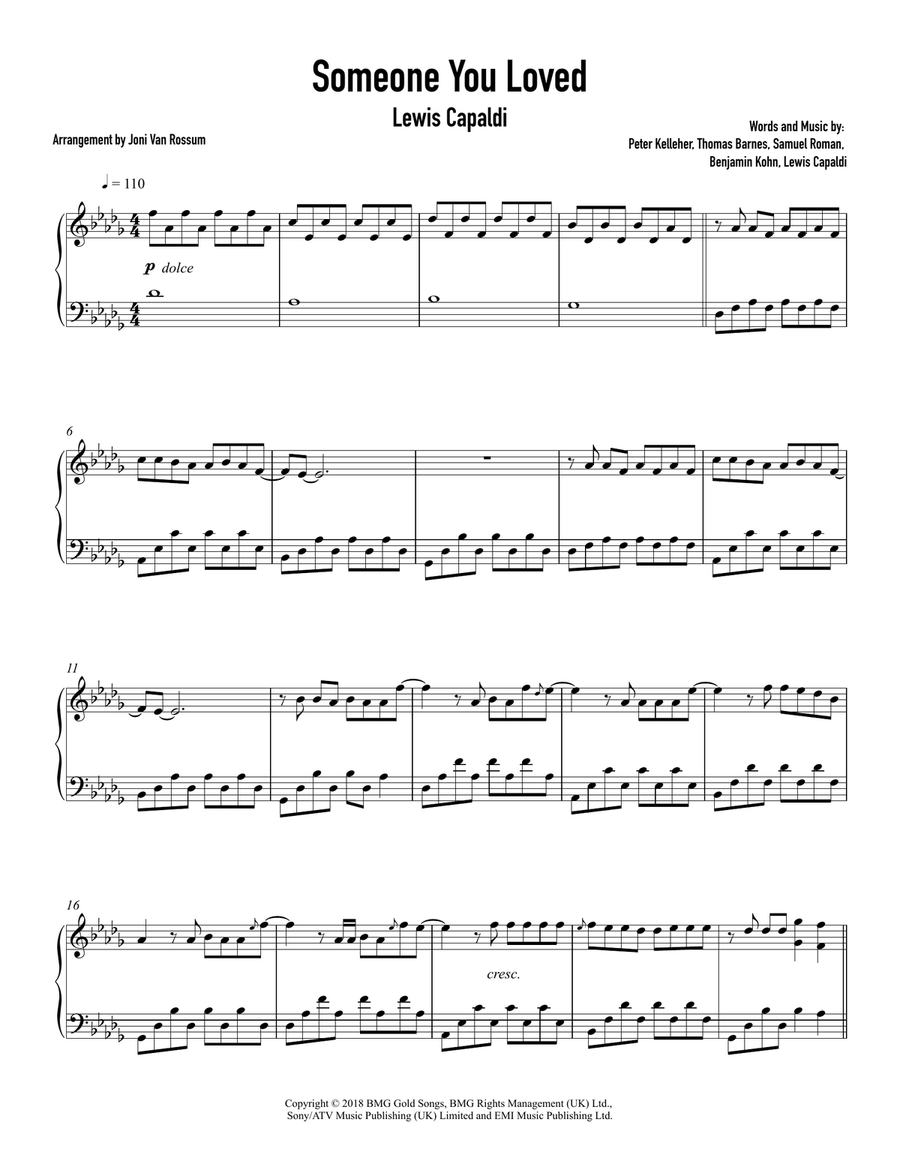 Someone You Loved Piano Solo scores gallery preview page 1