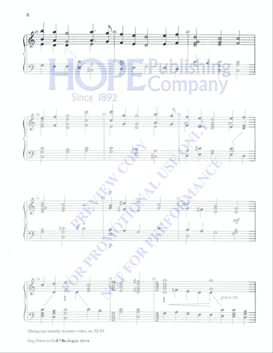 Sing Praise to God Who Reigns Above 3-Octaves scores gallery preview page 6