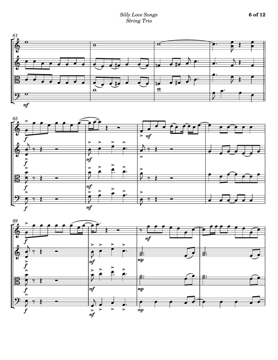 Silly Love Songs String Trio scores gallery preview page 6
