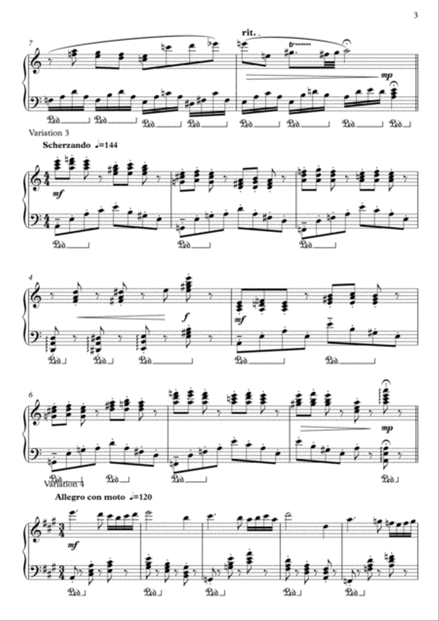 Theme and Variations Piano Solo scores gallery preview page 3