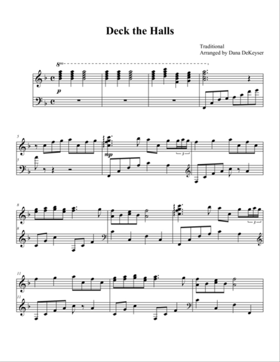 Deck the Halls Piano Solo scores gallery preview page 1
