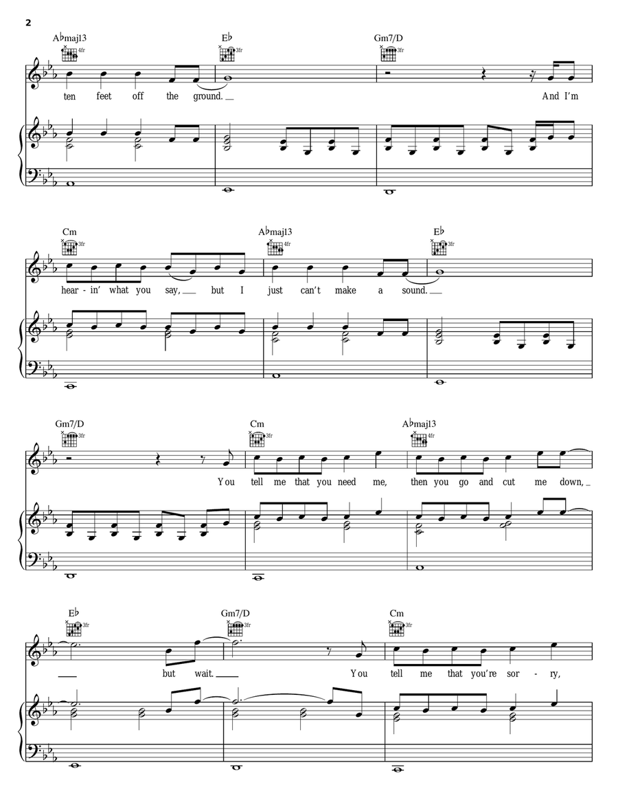 Apologize Piano, Vocal, Guitar scores gallery preview page 2