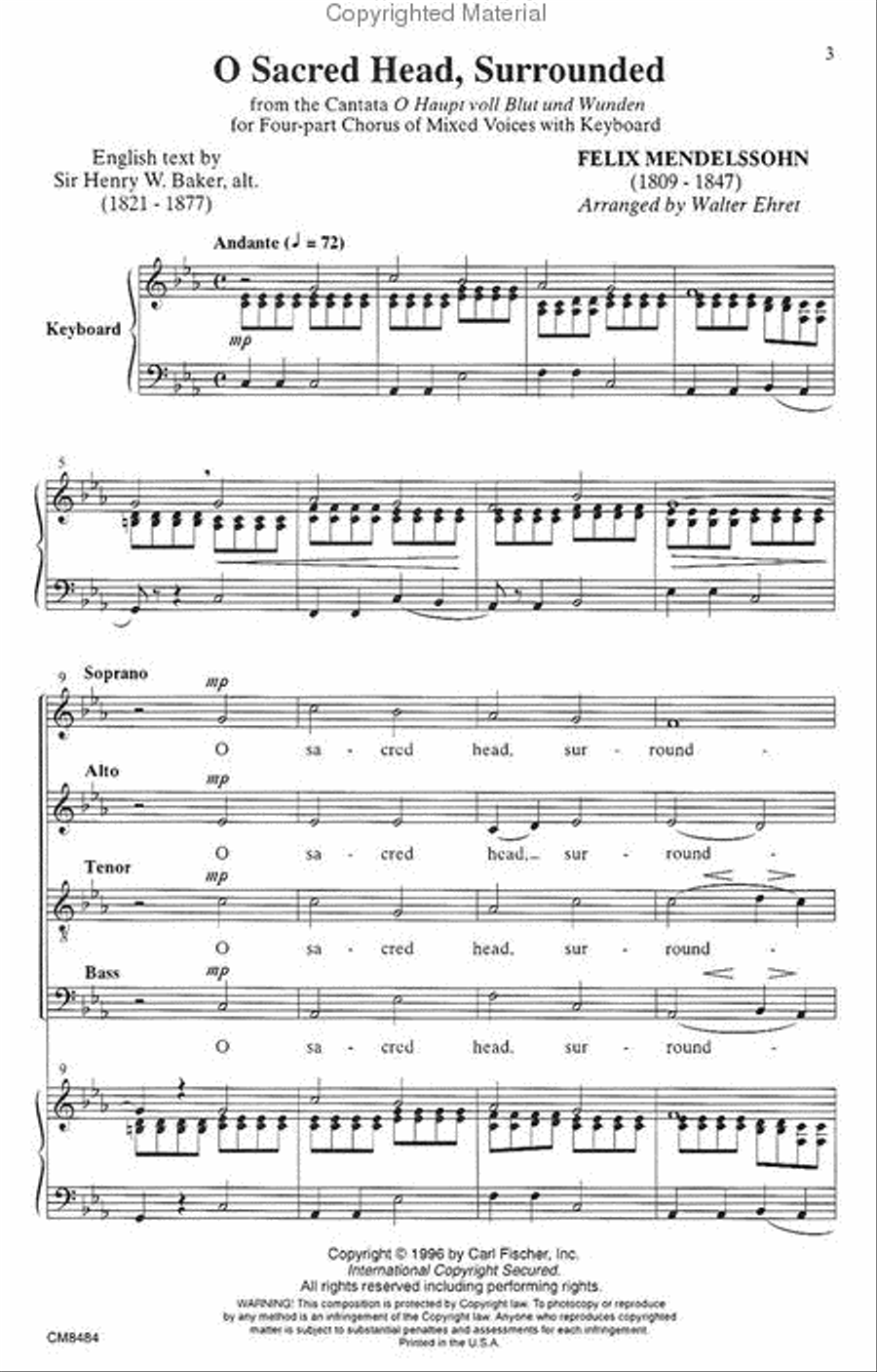 O Sacred Head, Surrounded 4-Part scores gallery preview page 2