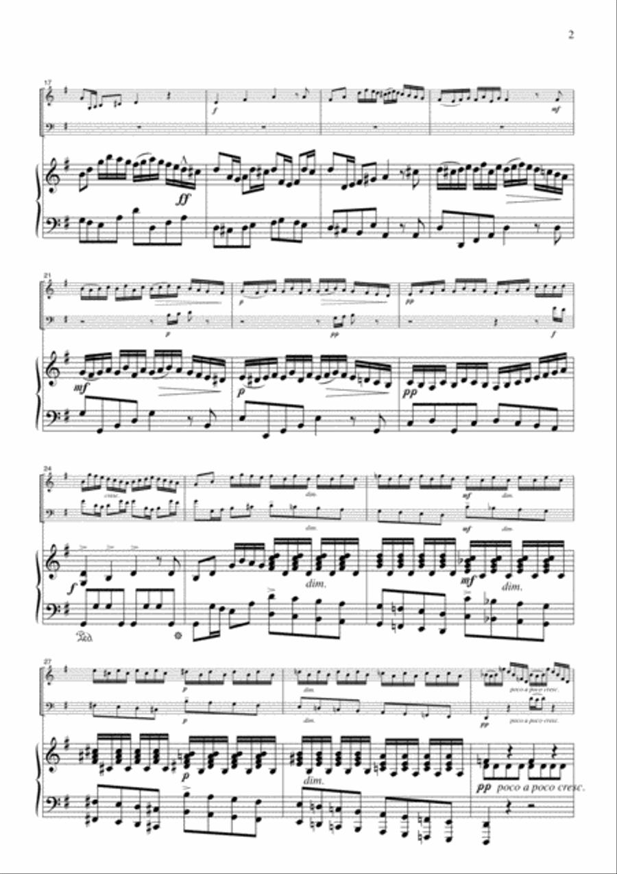 Bach Brandenburg Concerto No.3, 1st mvt., BWV1048, for piano trio, PB005 Piano Trio scores gallery preview page 2
