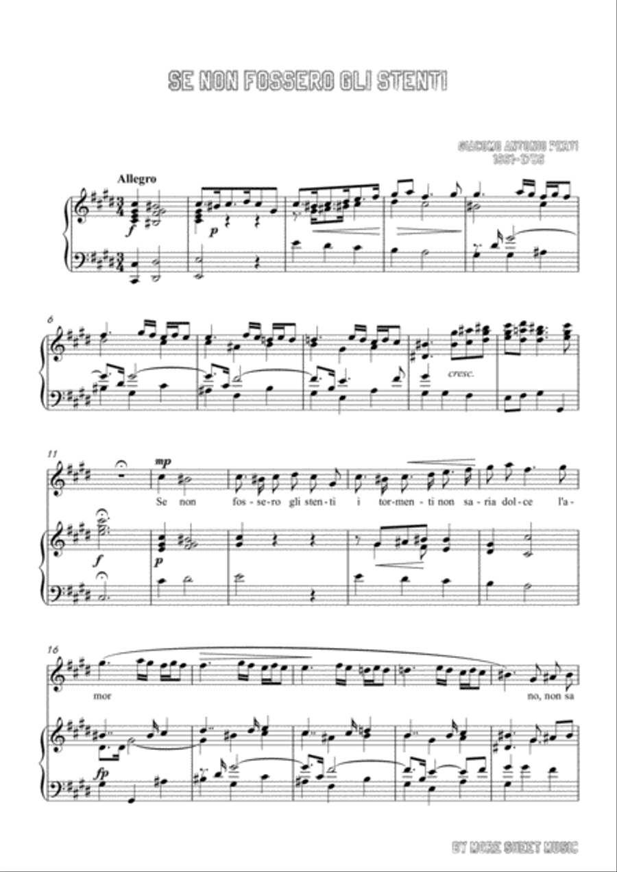 Perti-Se non fossero gli stenti in c sharp minor,for Voice and Piano Voice Solo scores gallery preview page 3