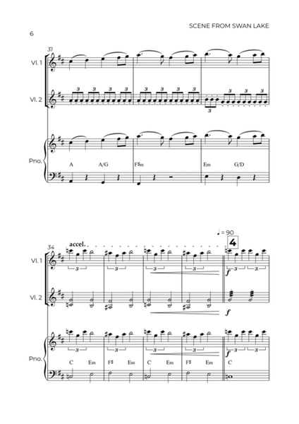 SCENE FROM SWAN LAKE - TCHAIKOVSKY - STRING PIANO TRIO (VIOLIN 1, VIOLIN 2 & PIANO) image number null