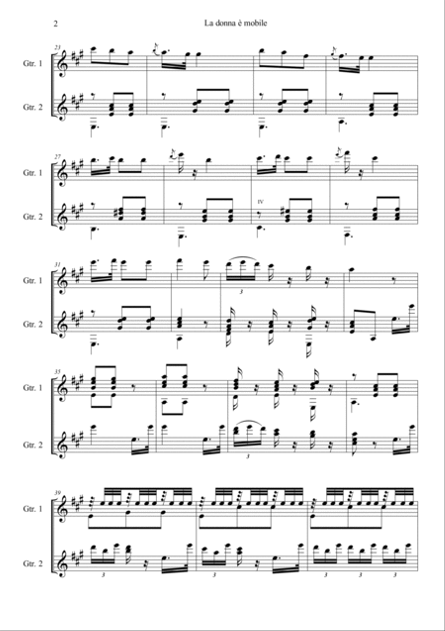 La donna è mobile Acoustic Guitar scores gallery preview page 2