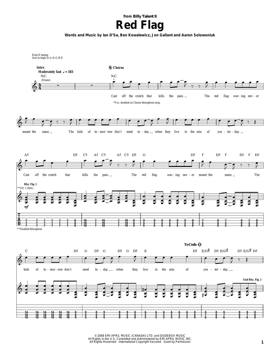 Red Flag Acoustic Guitar scores gallery preview page 1