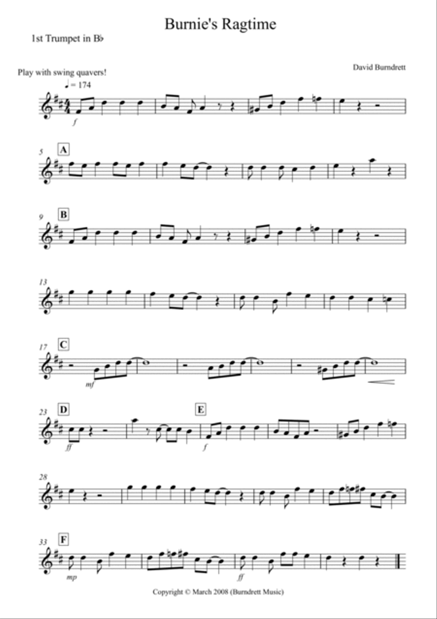 Burnie's Ragtime for Brass Quintet Brass Quintet scores gallery preview page 6