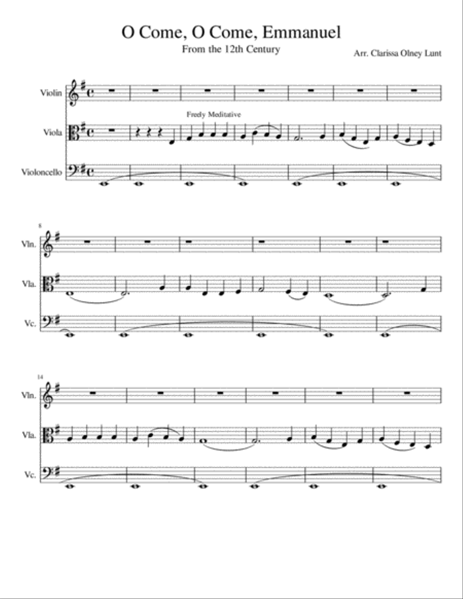 O Come O Come Emmanuel String Trio String Trio scores gallery preview page 1