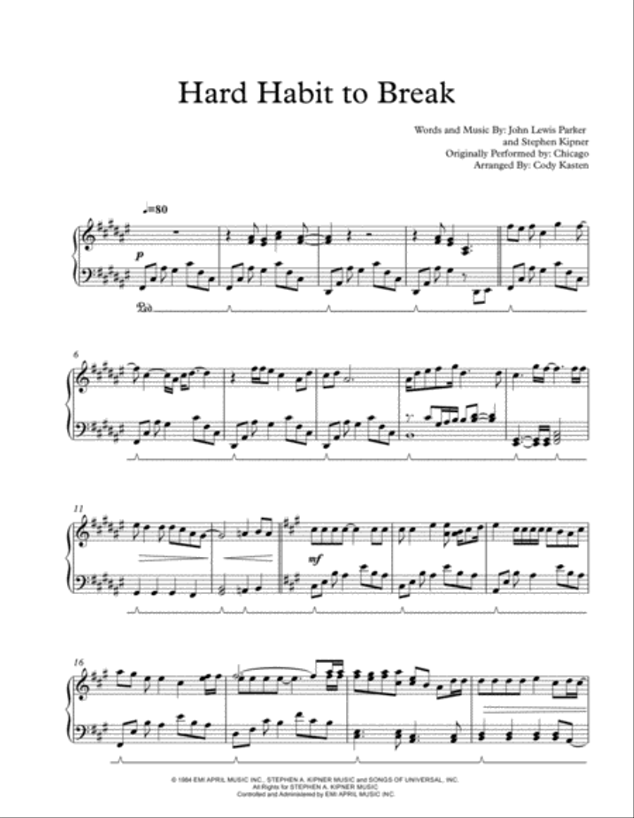 Hard Habit To Break Piano Solo scores gallery preview page 2