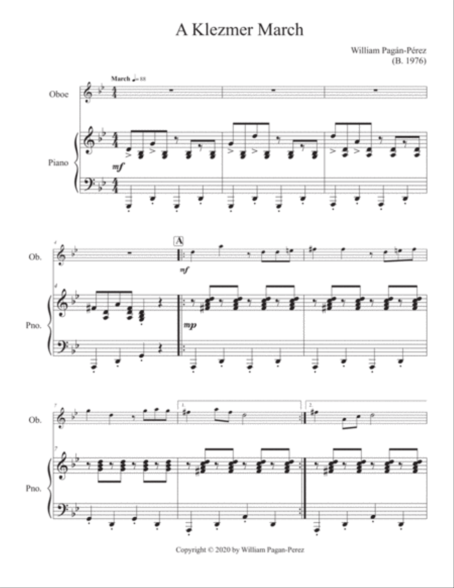 A Klezmer March for Oboe and Piano