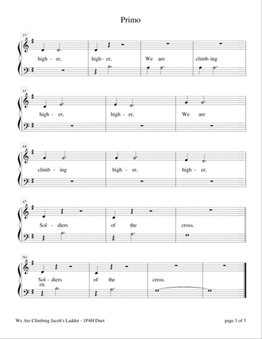 We Are Climbing Jacob's Ladder (Easy Piano Duet; 1 Piano, 4 Hands) Easy Piano scores gallery preview page 4