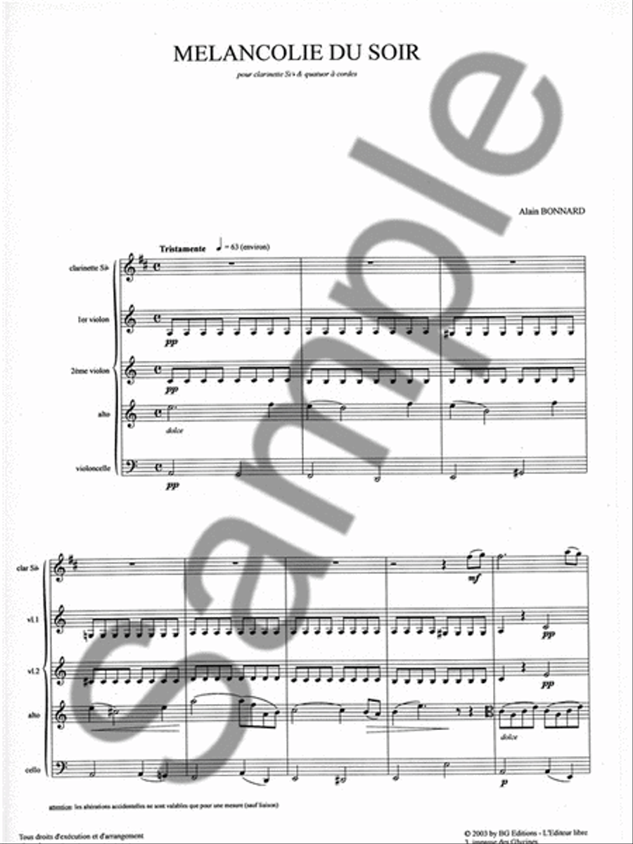 Melancolie Du Soir (quintet-mixed) School and Community scores gallery preview page 2