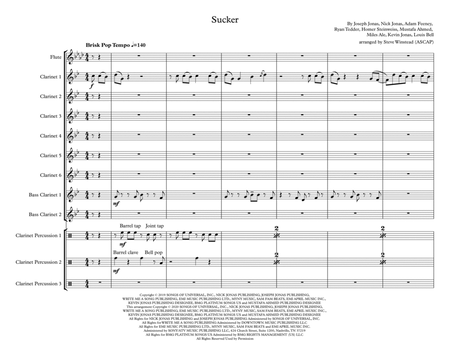 Sucker by Jonas Brothers Clarinet - Digital Sheet Music