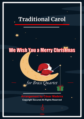 Book cover for We Wish You A Merry Christmas - Brass Quartet (Full Score and Parts)
