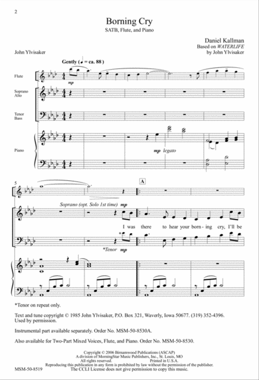 Borning Cry (Downloadable Choral Score)