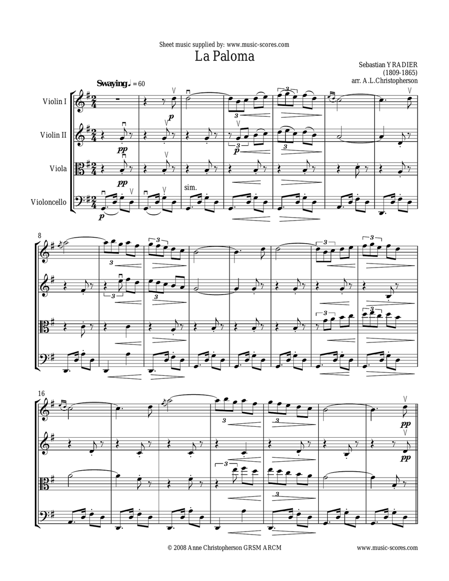 La Paloma - String Quartet