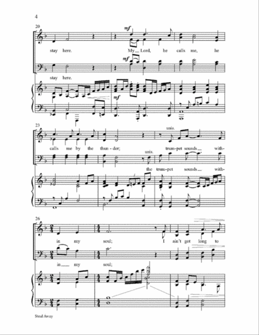 Steal Away 4-Part scores gallery preview page 4