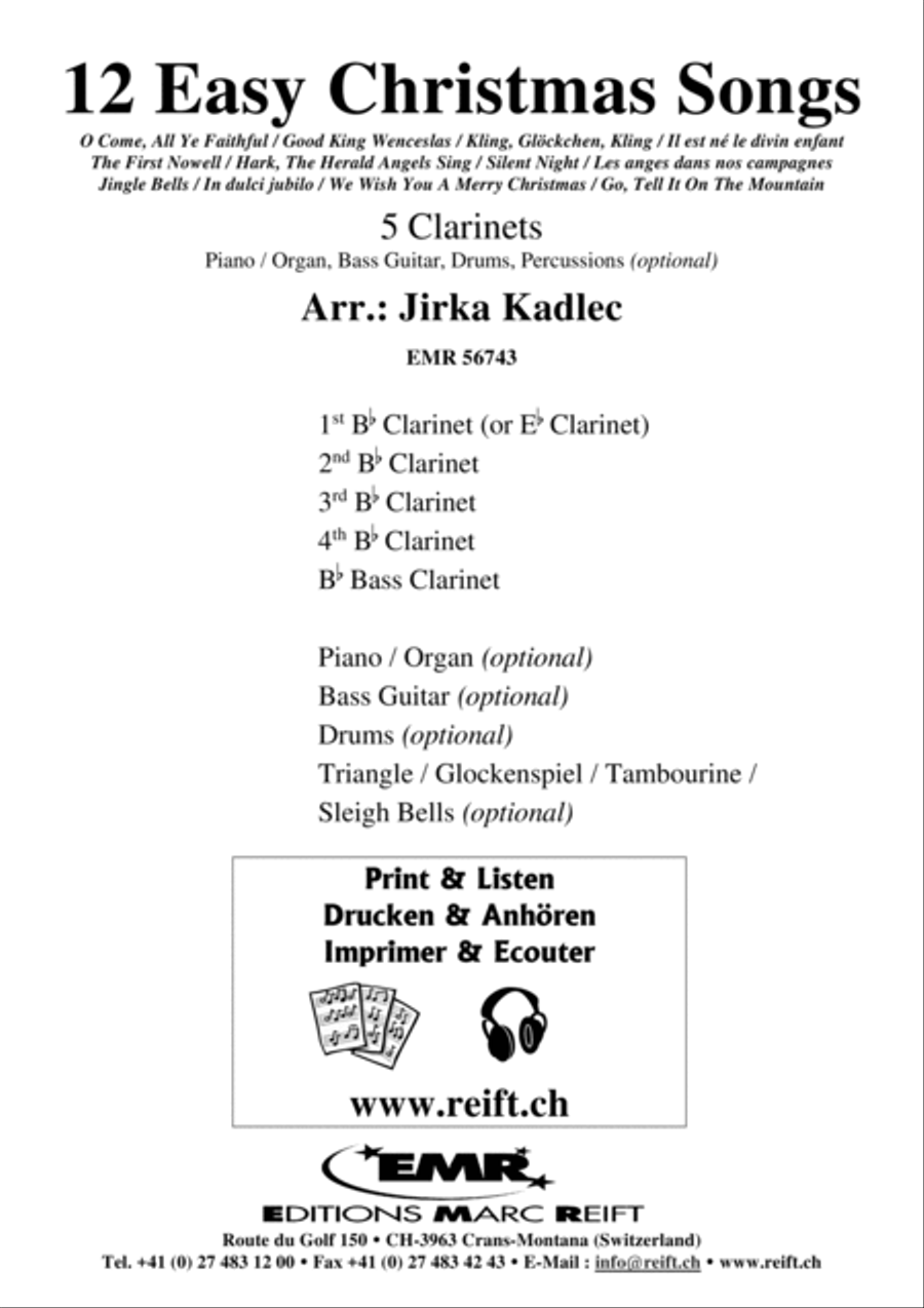 12 Easy Christmas Songs Clarinet Quintet scores gallery preview page 2