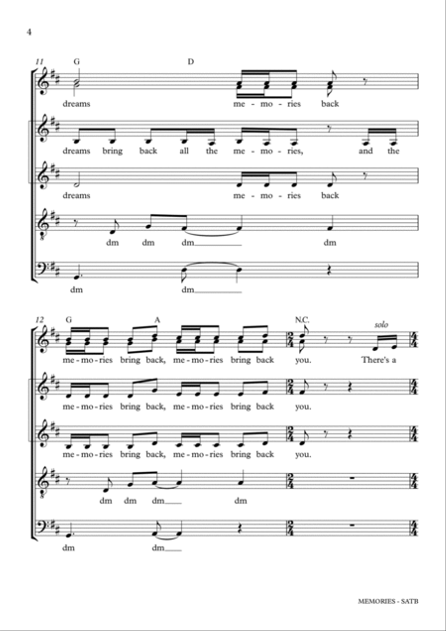 Memories 4-Part scores gallery preview page 4