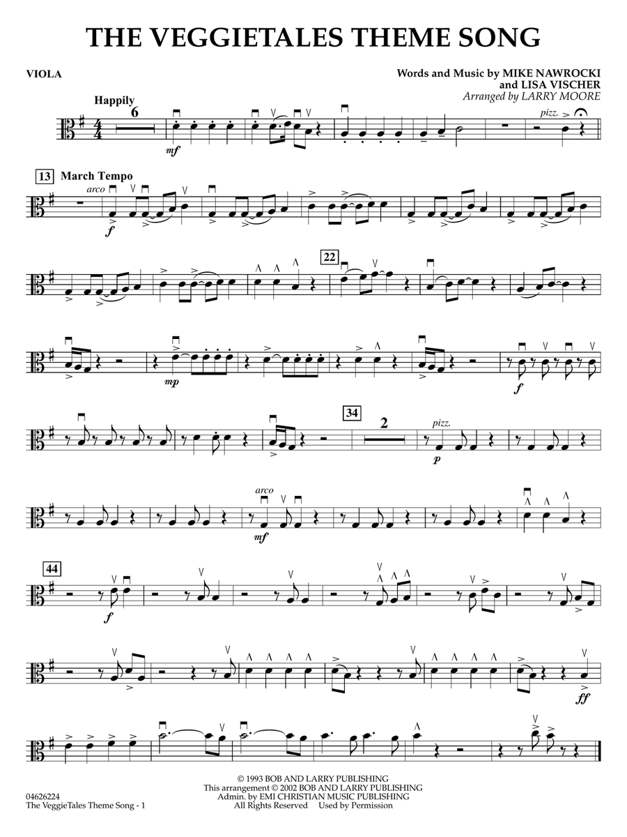 The VeggieTales Theme Song (arr. Larry Moore) - Viola String Orchestra scores gallery preview page 1