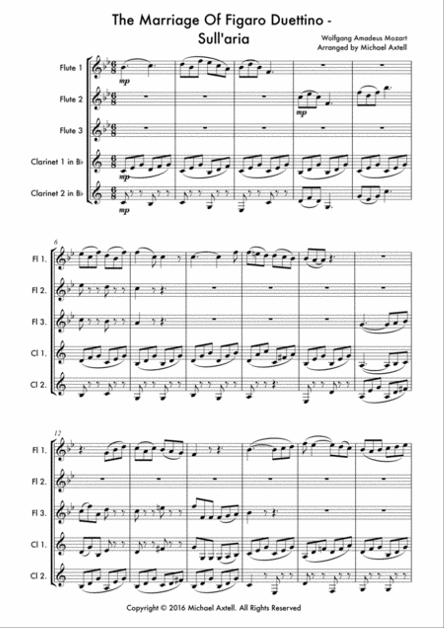 The Marriage Of Figaro Duettino - Sull'aria Woodwind Ensemble scores gallery preview page 2