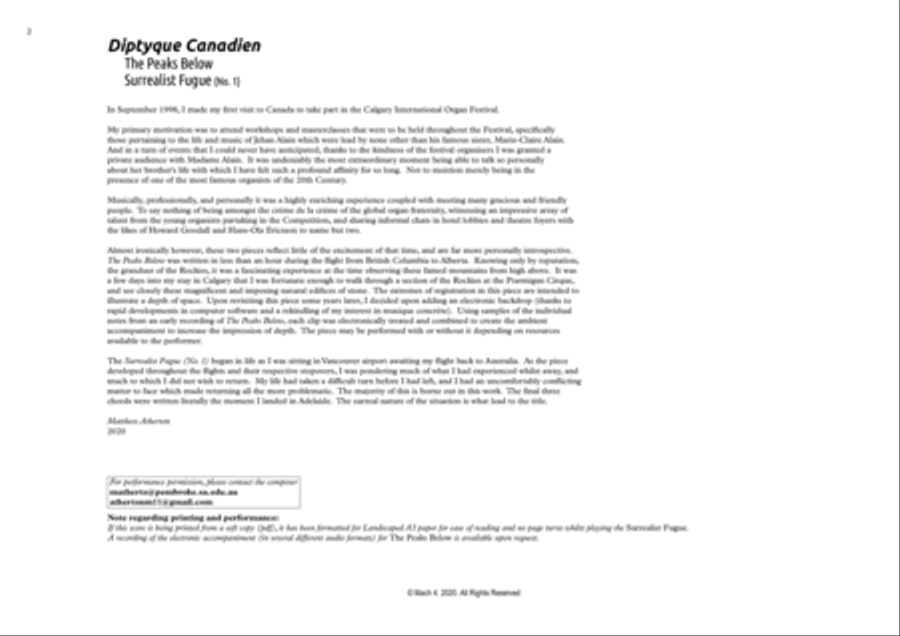 Diptyque Canadien Organ Solo scores gallery preview page 2