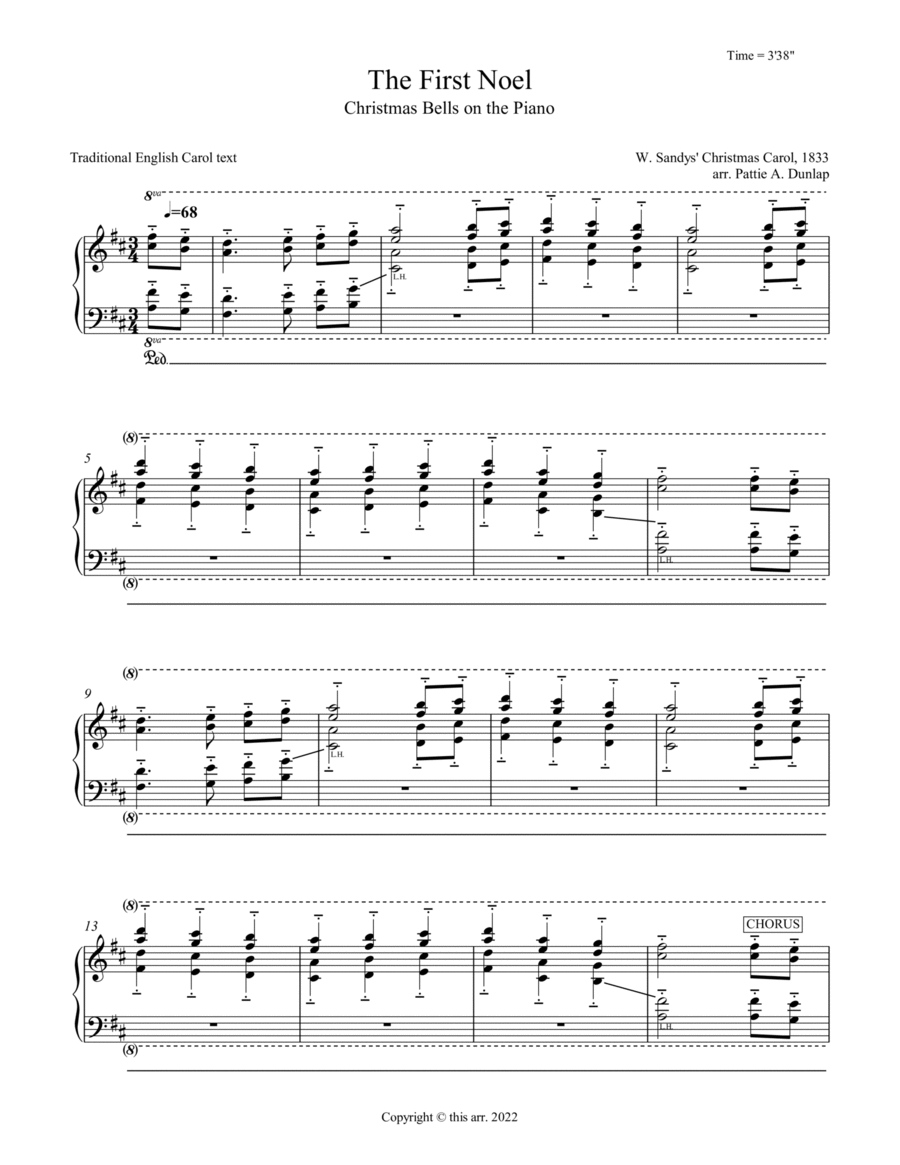 The First Noel - piano bells Piano Solo scores gallery preview page 1