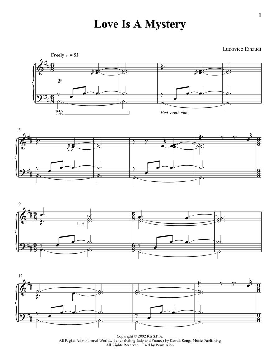 Love Is A Mystery Piano Solo scores gallery preview page 1