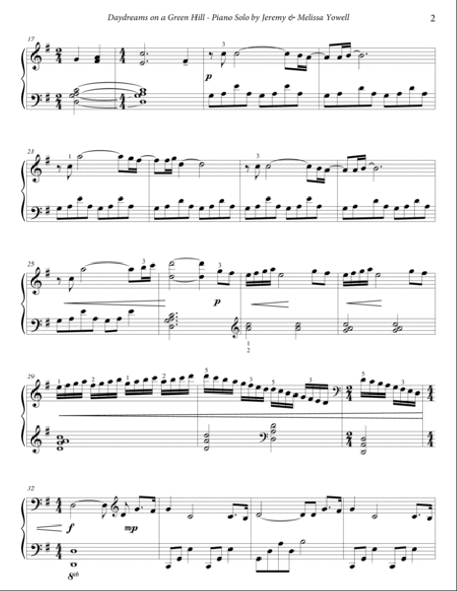 Daydreams on a Green Hill Piano Solo scores gallery preview page 2