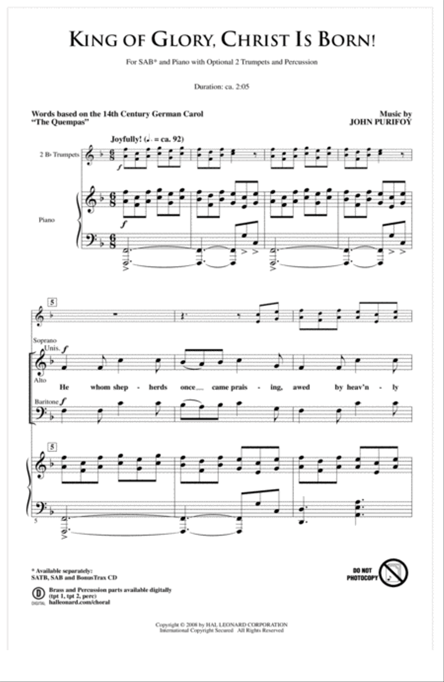King Of Glory, Christ Is Born! 3-Part scores gallery preview page 1