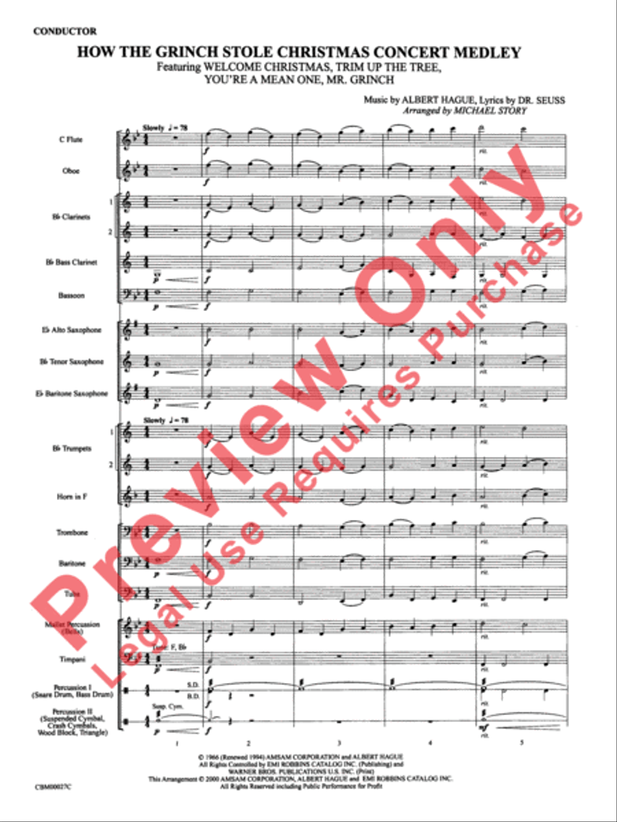 How the Grinch Stole Christmas Concert Band scores gallery preview page 4