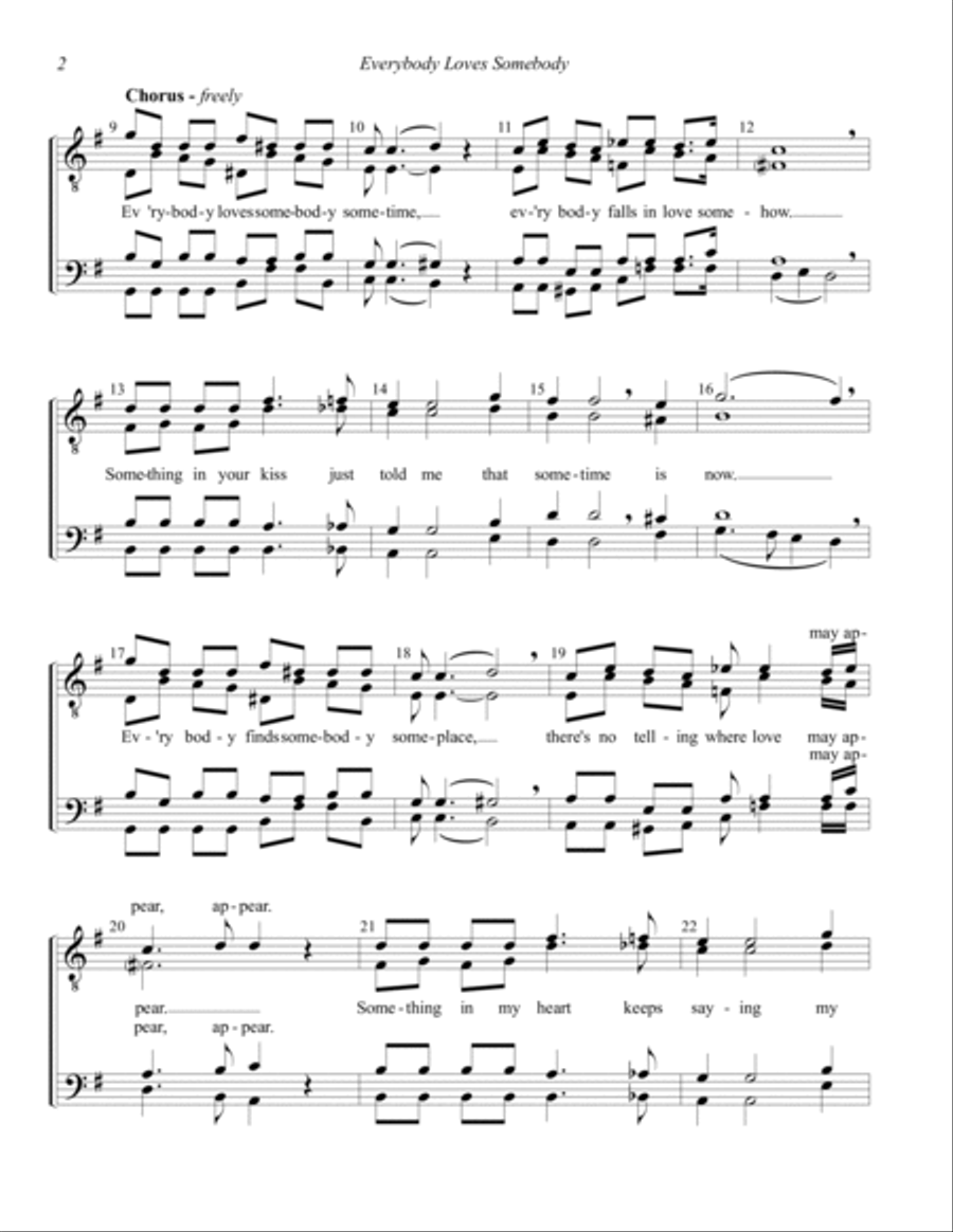 Everybody Loves Somebody TTBB scores gallery preview page 2