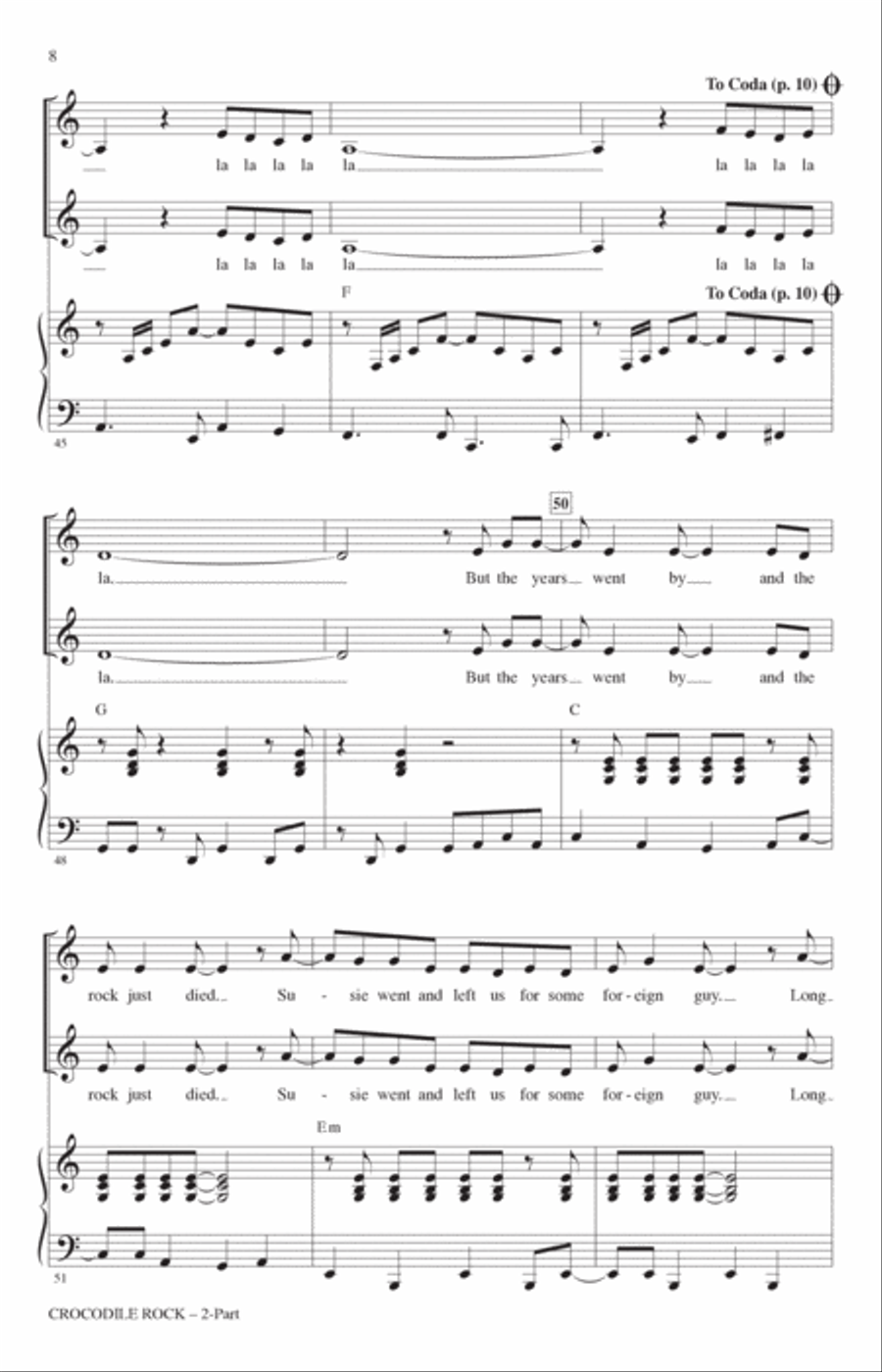 Crocodile Rock (arr. Roger Emerson) 2-Part scores gallery preview page 6