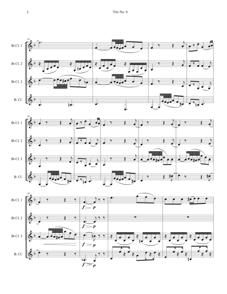 W. A. Mozart, Trio No.4, Kegelstatt Trio. Arranged for Clarinet Quartet