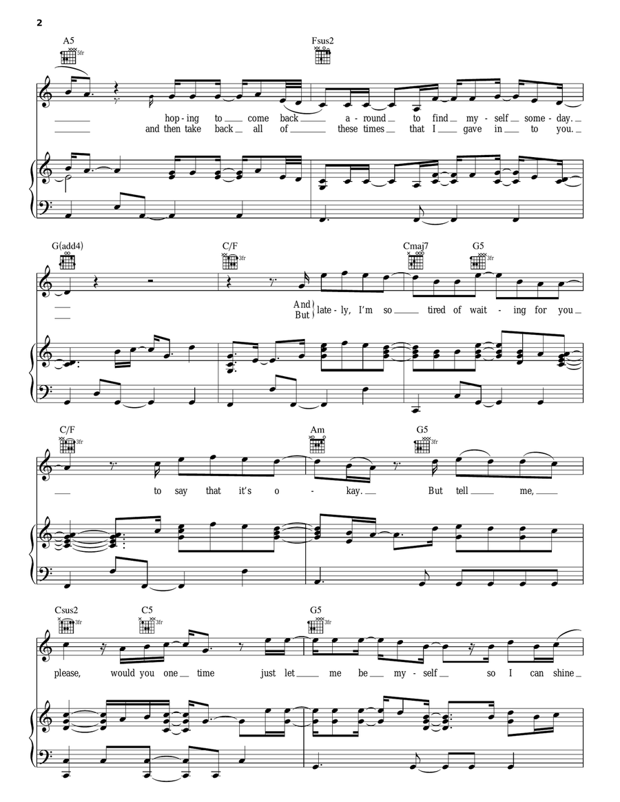 Let Me Be Myself Piano, Vocal, Guitar scores gallery preview page 2