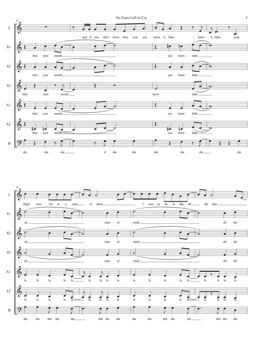 No Tears Left To Cry SSAA scores gallery preview page 5