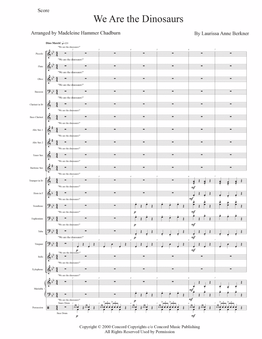 We Are The Dinosaurs Concert Band scores gallery preview page 1